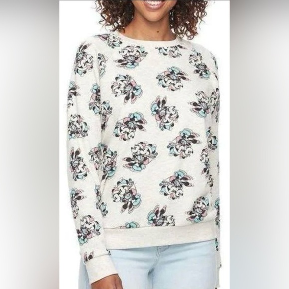 Disney Mickey & Minnie Mouse Ice Skating Sweater Womens Large Gray Sweatshirt - Picture 1 of 9
